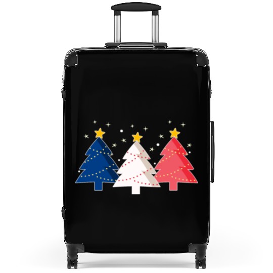 Christmas Tree French Flag France Suitcases