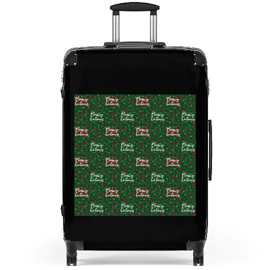 Meowy Catmas - Red Green Christmas Cat Pattern Suitcases