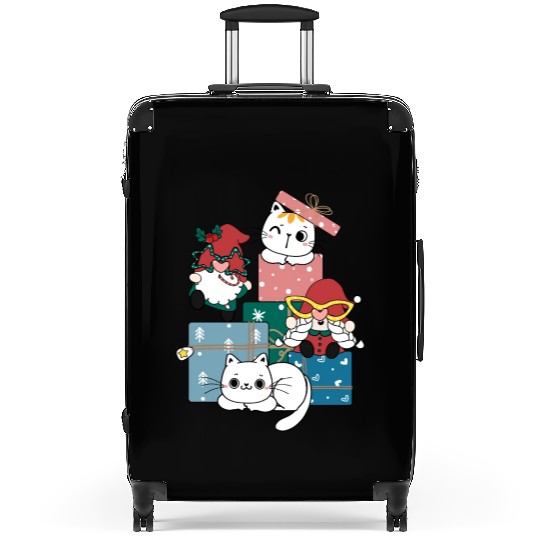 cute gnome and kitty cats on present gift box Suitcases