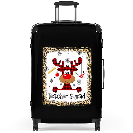 Bleached Teacher Squad Reindeer Funny Christmas Suitcases