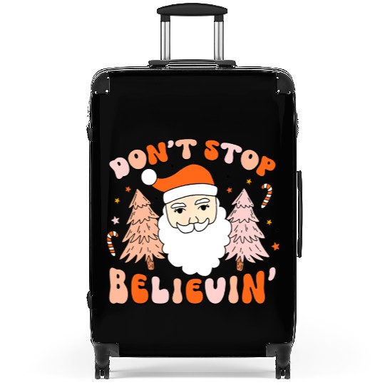 Retro Groovy Don't Stop Believin' Christmas Cute Suitcases