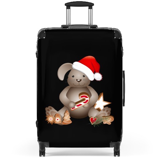 sweet bunny for christmas with santa hat Suitcases