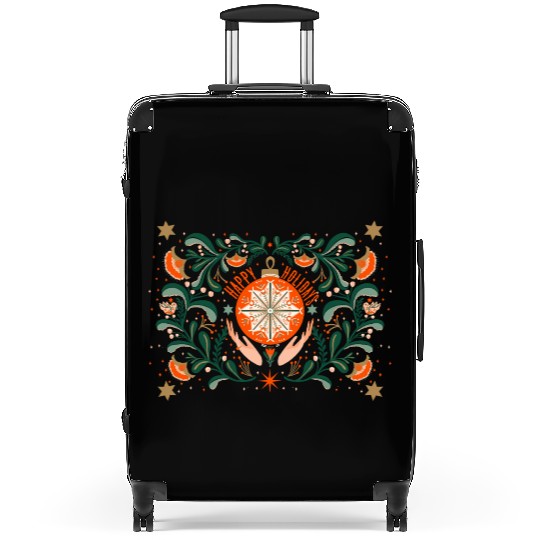 Retro vintage Christmas tree toy illustration Suitcases