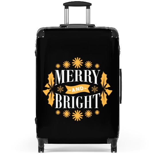 Merry And Bright Snowflakes Mistletoe Xmas Holiday Suitcases