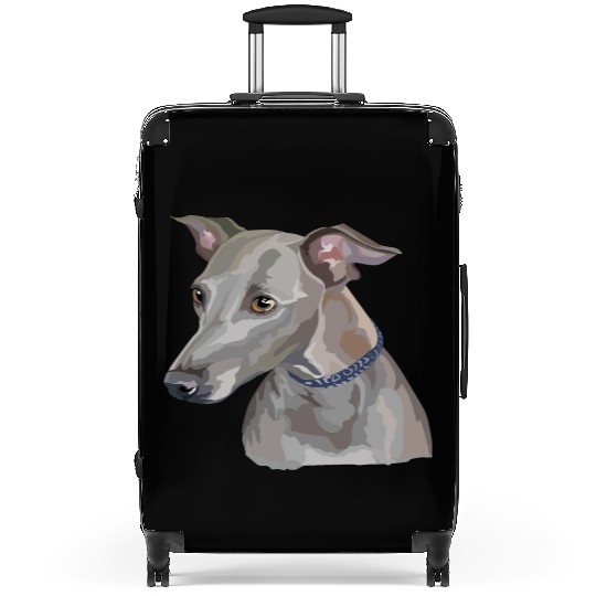Cute Italian Greyhound Dog Watercolor Painting Suitcases