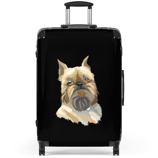 Cute Brussels Griffon Dog Watercolor Painting Suitcases