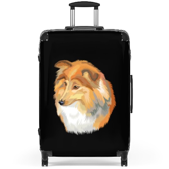 Cute Sheltie Dog Watercolor Painting Suitcases