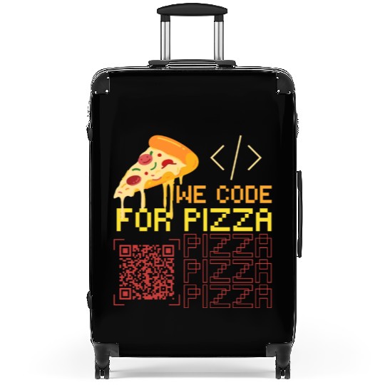 We Code For Pizza | Software Developer Meme Suitcases
