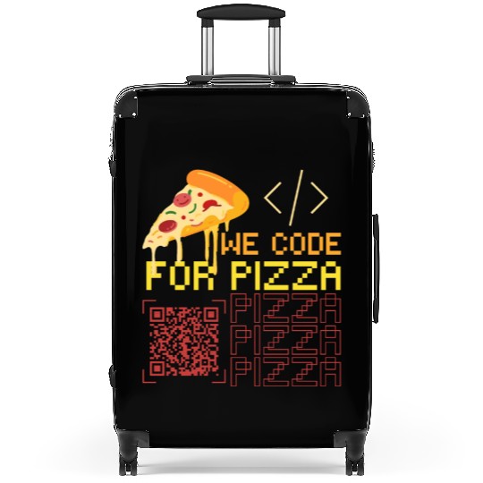 We Code For Pizza | Software Developer Meme Suitcases