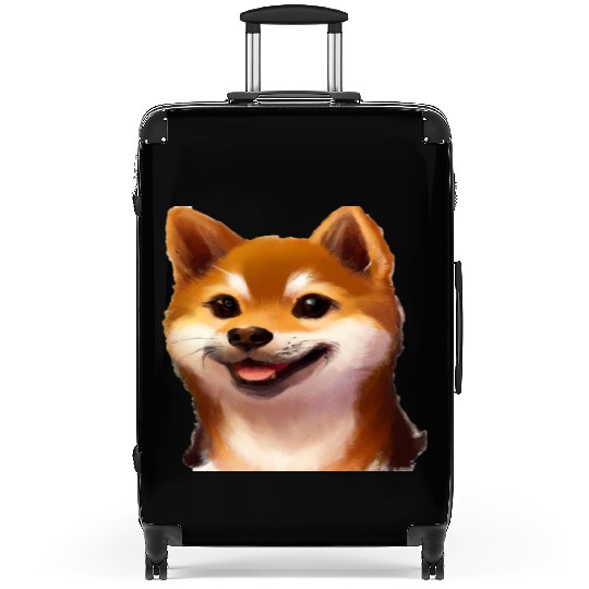 smiling little shiba inu puppy Sticker Suitcases