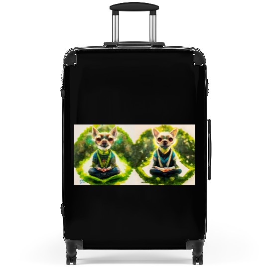 buddhist chihuahua Suitcases
