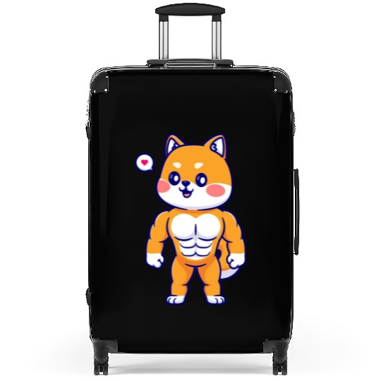 Cute Shiba Inu Dog Muscular in gym Suitcases