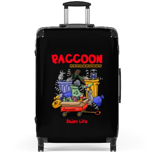 Raccoon animals cartoon fantasy comic style Suitcases