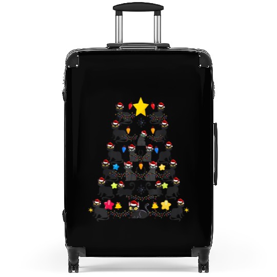 Black Cat christmas light funny cat lover Suitcases