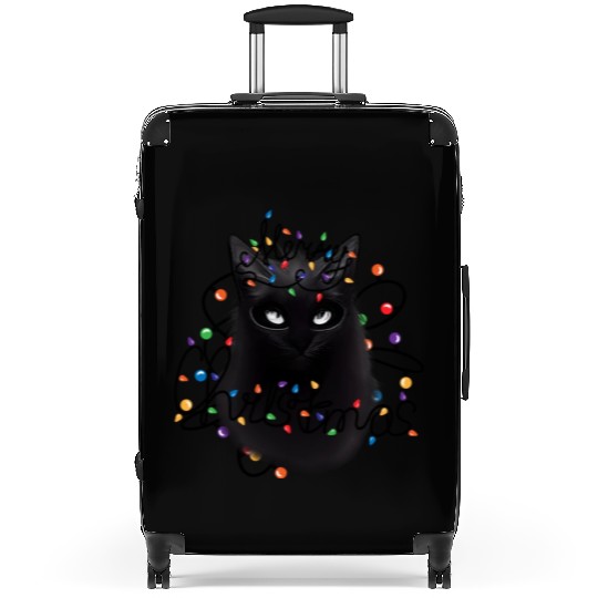 Black Cat christmas light Suitcases