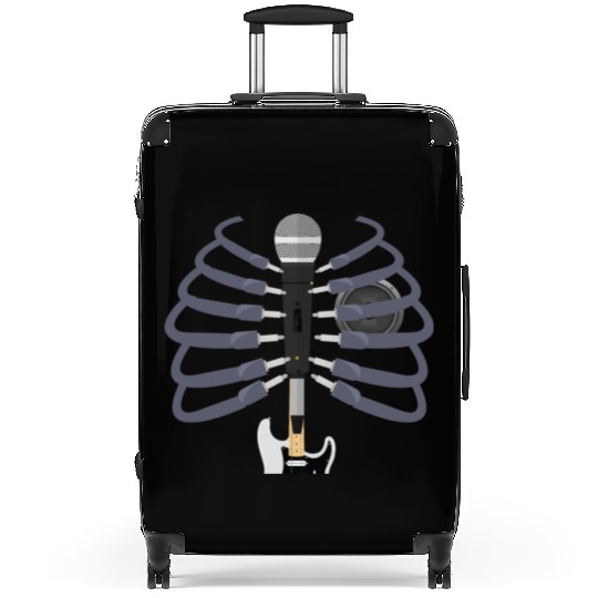 Cool Guitar Microphone Speaker Heart Music Ribcage Suitcases