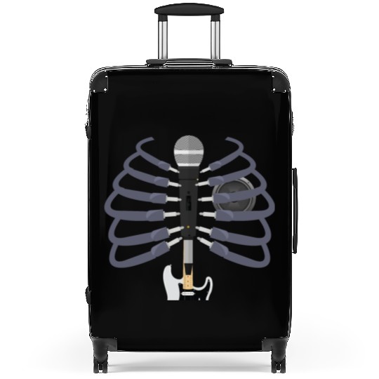 Cool Guitar Microphone Speaker Heart Music Ribcage Suitcases