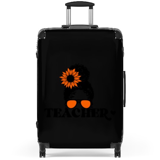 Teacher Messy Bun Orange Shades Suitcases