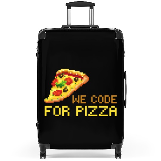 We Code For Pizza | Software Developer Meme Suitcases
