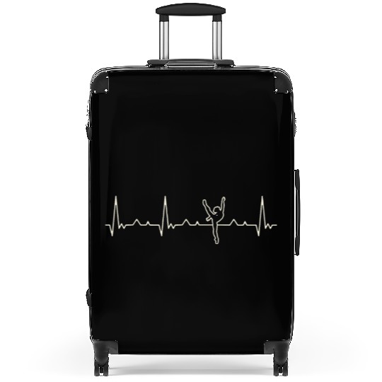 Ballet Dancing Girl On Toes. Heart. Love. EKG. Suitcases