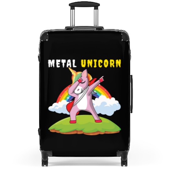 Dabbing Unicorn Rainbow Metal Music Heavy Rock Suitcases