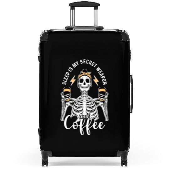 Skeleton Drink Tired Mom needs Coffee Suitcases