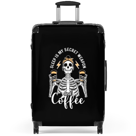 Skeleton Drink Tired Mom needs Coffee Suitcases