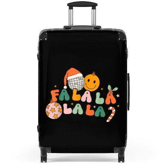 Retro Groovy Fa La La Christmas Cute Santa Hat Suitcases