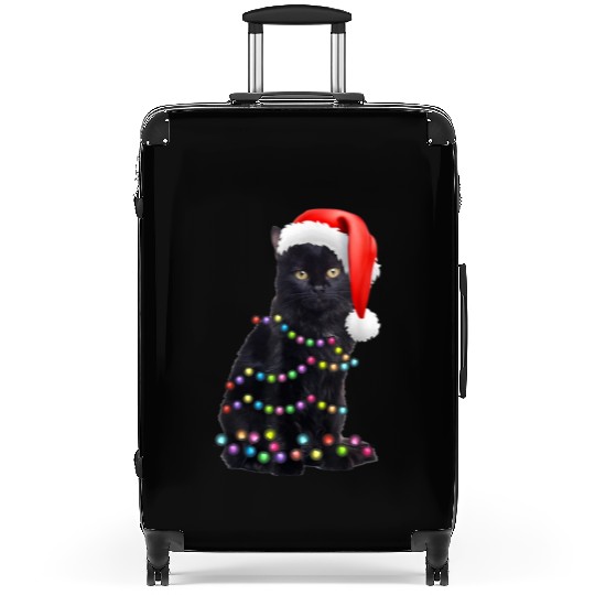 Black Cat Christmas Light Funny Cat Love Christmas Suitcases
