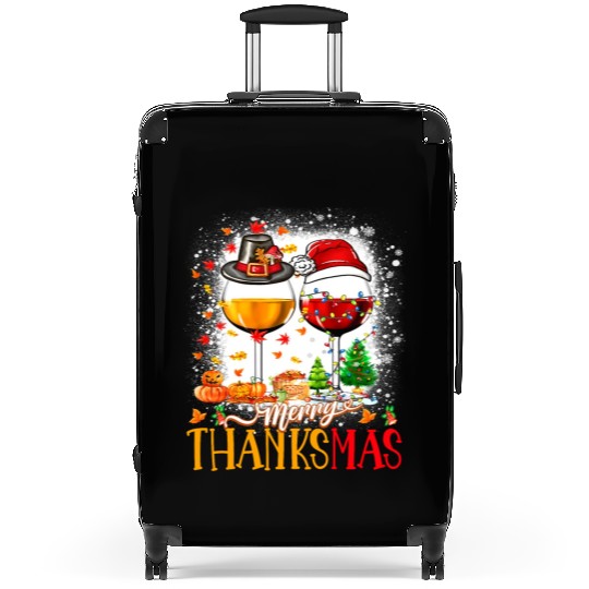 Merry Thanksmas Santa Hat Thanksgiving Christmas Suitcases