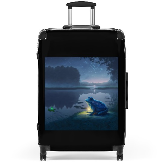 Blue Frog and Firefly on a pond at Night Suitcases