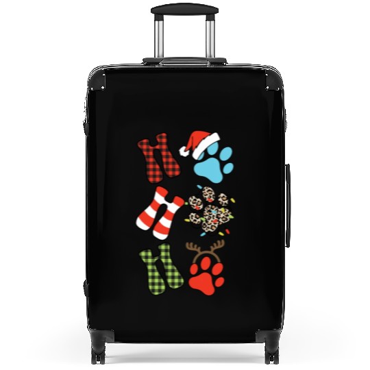 Xmas Christmas Ho Ho Ho Dog Paw Puppy Suitcases