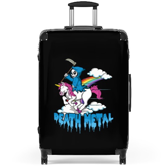 Grim Unicorn Rainbow Metal Music Lover Guitarist Suitcases