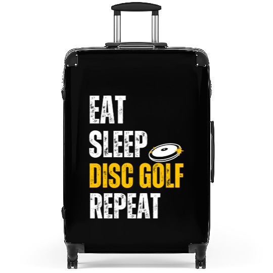 disc golf frisbee eat sleep disc golf repeat text Suitcases