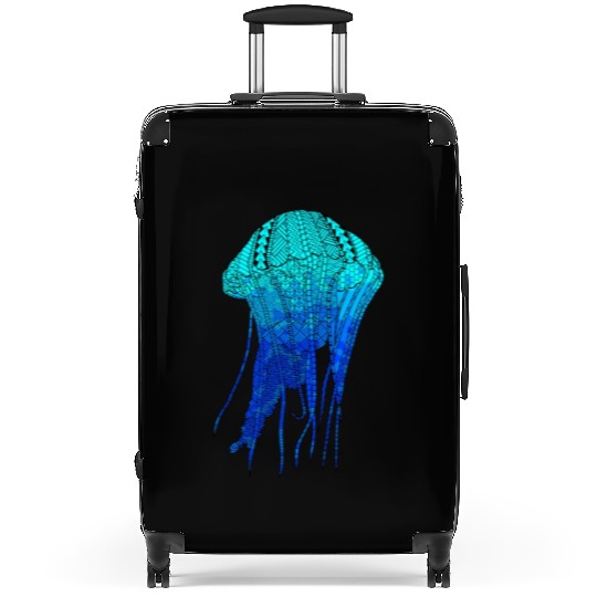 Cool Ocean Blue Tribal Jellyfish Suitcases