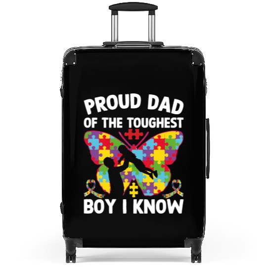 Proud Dad Of The Toughest Boy I Know Autism Awaren Suitcases