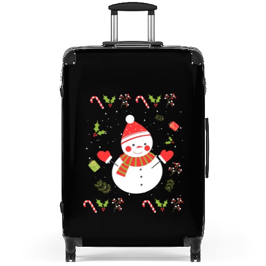 Ugly Holiday Sweater Cute Snowman Suitcases