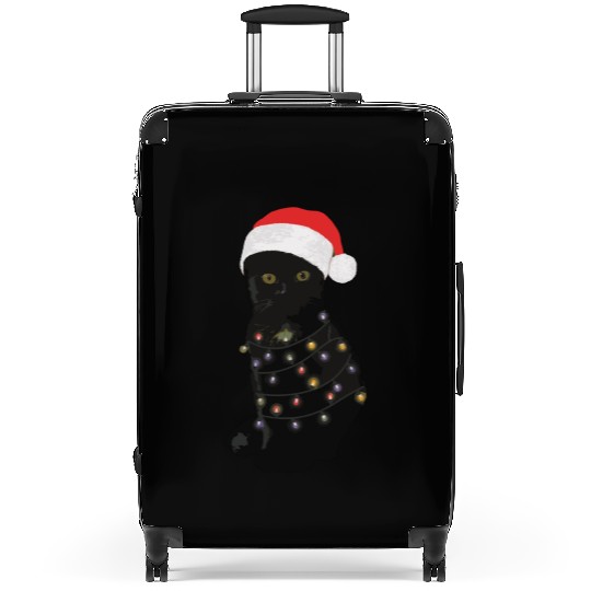 Black Cat Christmas Light Funny Cat Lover Suitcases