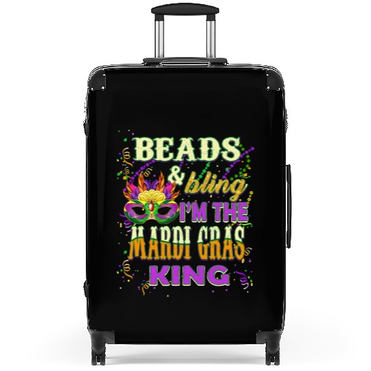 Beads and Bling I'm The Mardi Gras King Suitcases