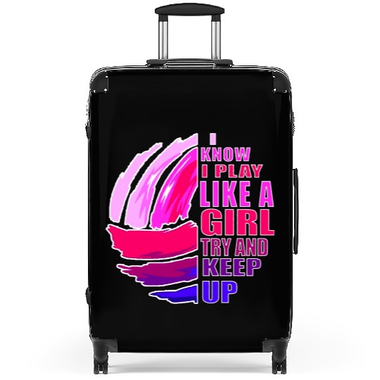 Volleyball Play Like A Girl K Purple Great Suitcases