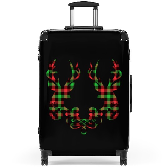 Buffalo plaid deer couple Suitcases