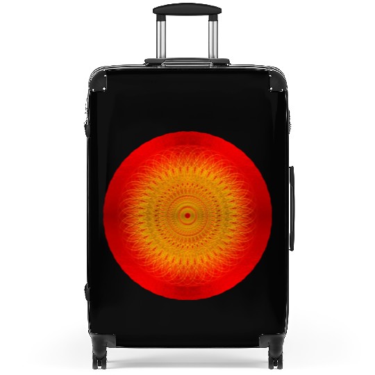 Red Circle Golden Sun Illustration Suitcases