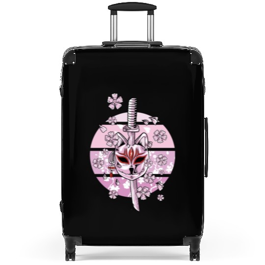 Kitsune Mask Japanese Nine Tailed Fox Cherry Suitcases