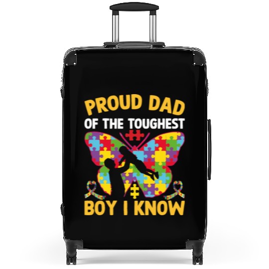 Proud Dad Of The Toughest Boy I Know Autism Awaren Suitcases
