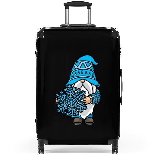 Blue Christmas Gnome Snowflake Winter Xmas Santa Suitcases