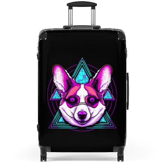 Geometric Corgi Suitcases