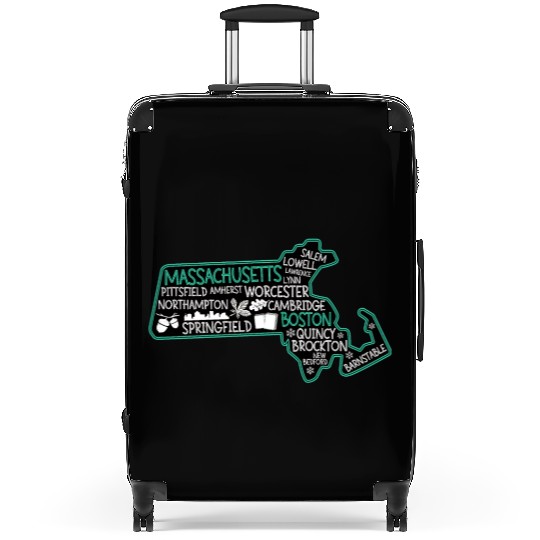 Massachusetts Boston cute map Salem Lowell Lawrenc Suitcases