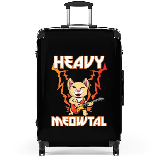 Heavy Meow Metal Music Lover Guitar Kawaii Cat Suitcases