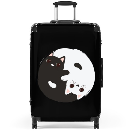 ying yang cat Suitcases