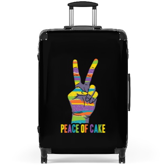 Peace of Cake Hand Sign Peaceful World Earth Suitcases